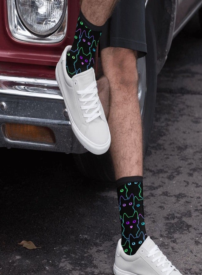 bassyil Black Cat Socks Novelty Crew Socks Casual Funny Crazy Dress Socks For Women Men - Image 5
